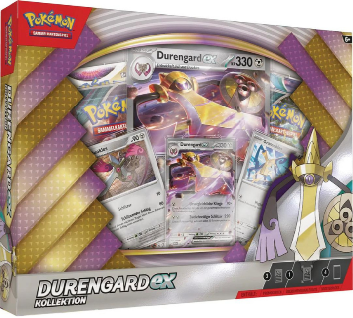 Pokémon Durengard EX Kollektion mit 4 Boostern und Oversize-Karte auf Deutsch