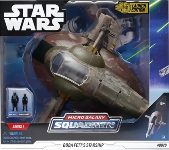 Star Wars Micro Galaxy Squadron – Boba Fett’s Starship mit beweglichen Flügeln, Cockpit und Mikrofigur